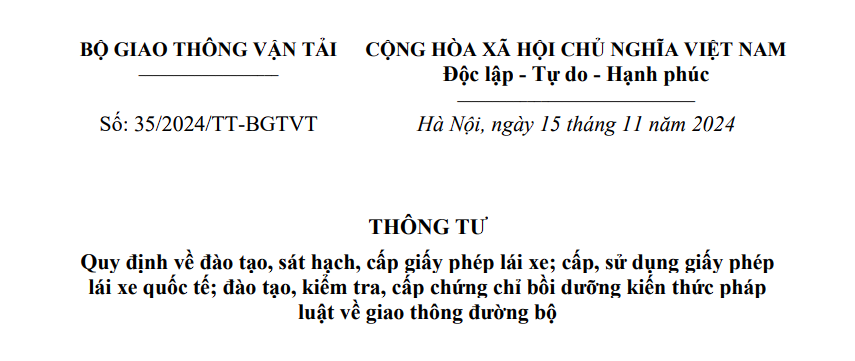 Quy định mới về đào tạo, sát hạch, cấp giấy phép lái xe từ