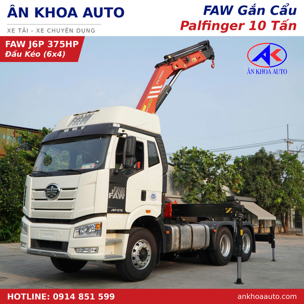 xe tải đầu kéo FAW gắn cẩu Palfinger 10 tấn