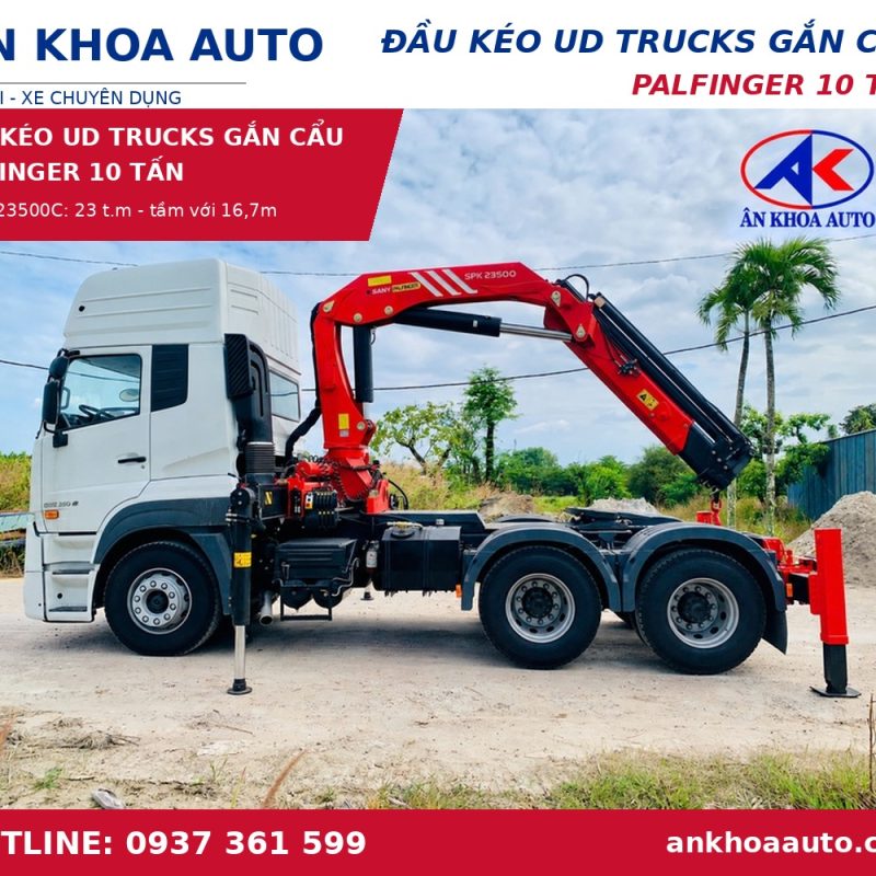 Đầu Kéo UD Trucks GWE64T Gắn Cẩu Palfinger 10 Tấn PK23500C – Báo Giá, Thông Số