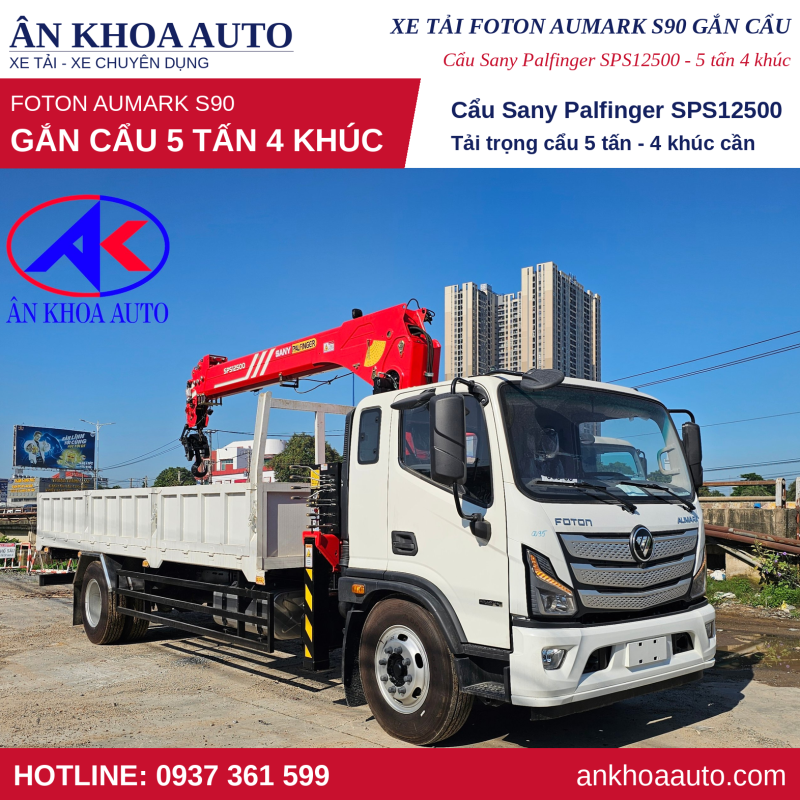 Foton Aumark S90 gắn cẩu Sany Palfinger SPS12500 5 Tấn 4 khúc