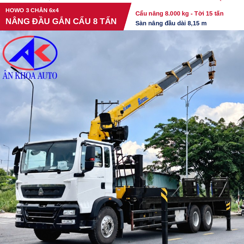 HOWO 3 Chân Nâng Đầu Gắn Cẩu XCMG SQS200-5 8 Tấn Chở Xe