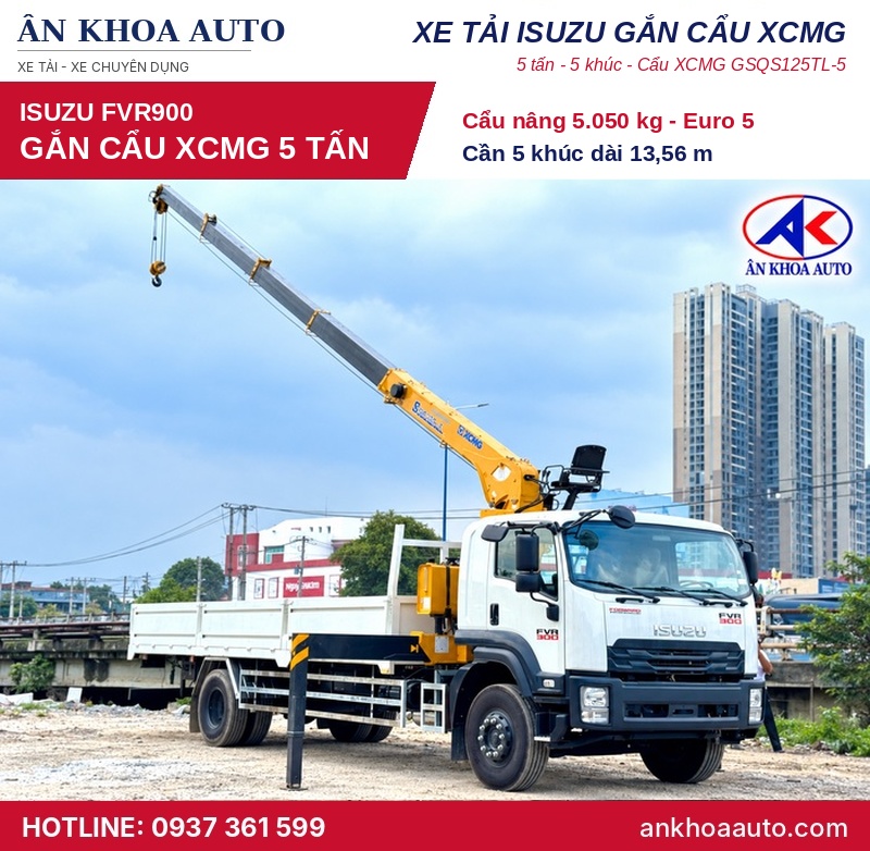 Isuzu FVR900 Gắn Cẩu XCMG 5 Tấn 5 Khúc GSQS125TL-5