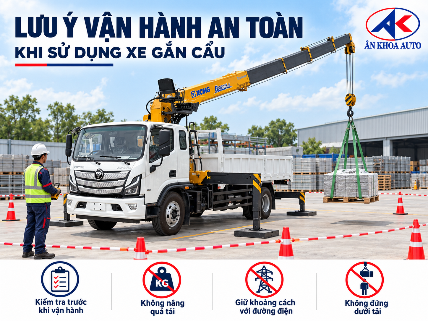 Lưu ý vận hành an toàn khi sử dụng xe gắn cẩu Lưu ý vận hành an toàn khi sử dụng xe gắn cẩu