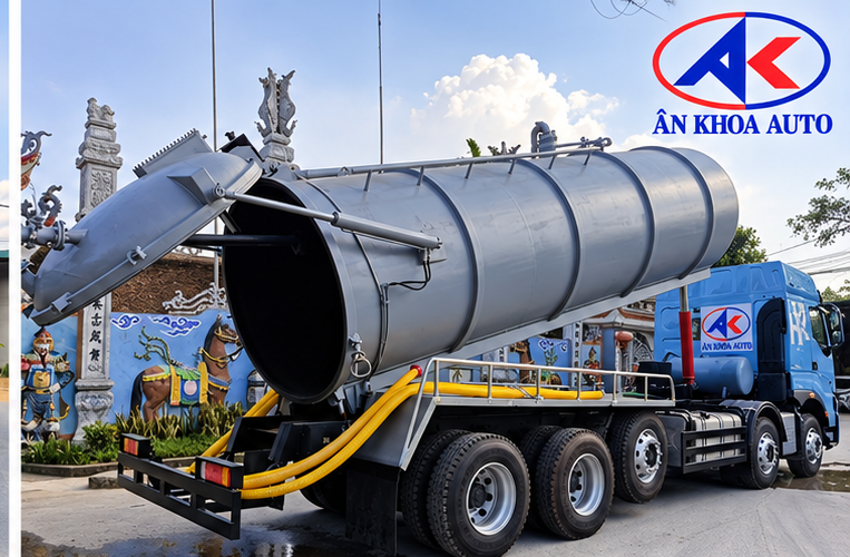Bồn thép SS400 xe hút chất thải Chenglong 18 khối