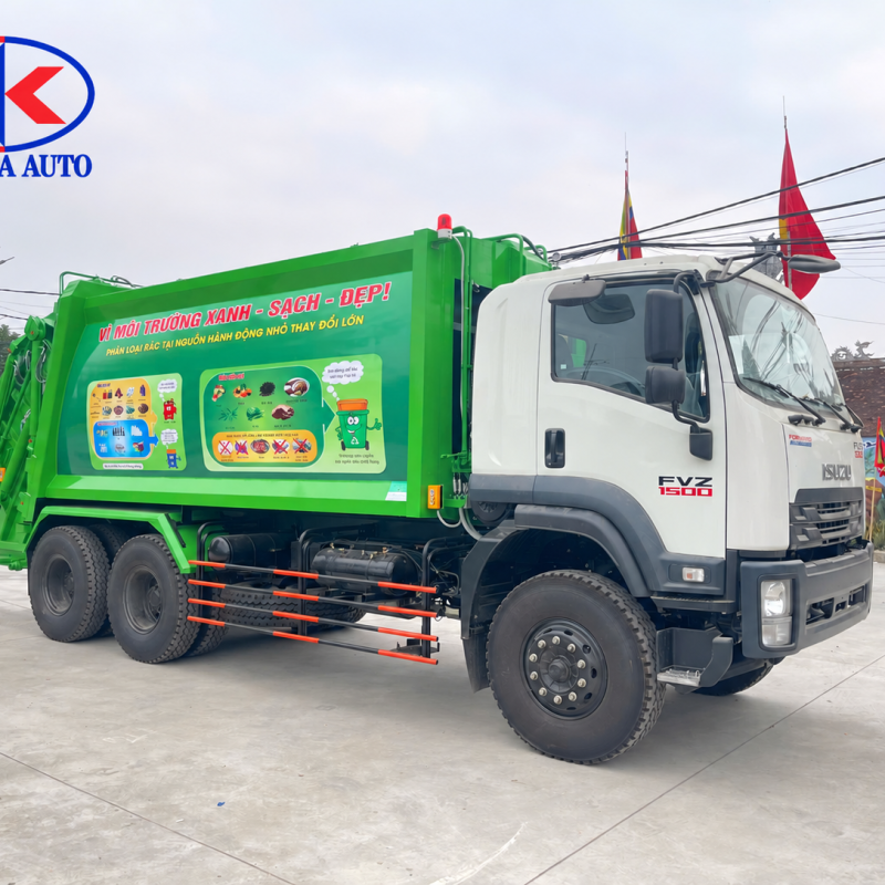 Xe cuốn ép rác Isuzu FVZ 21 khối máng xúc E5