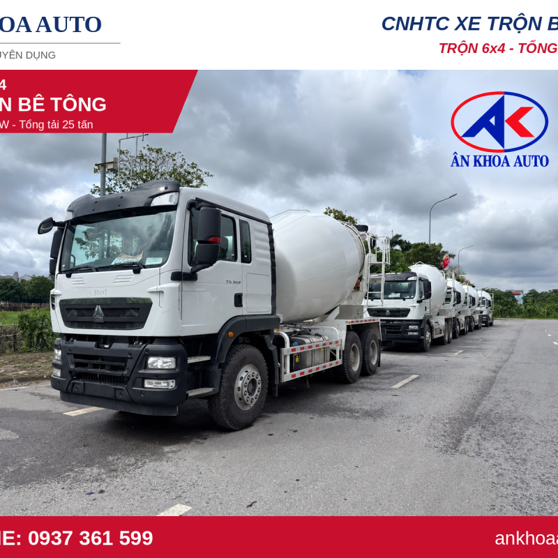 Xe trộn bê tông CNHTC 6x4