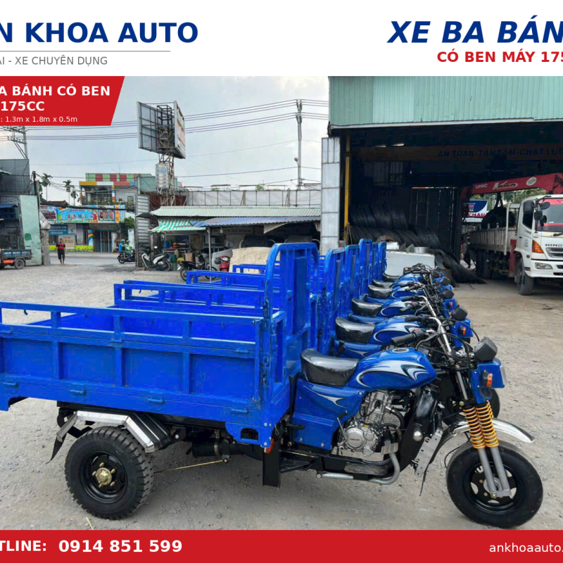 Xe Ba Bánh Có Ben Máy 175cc – Bền, Khỏe, Giá Tốt